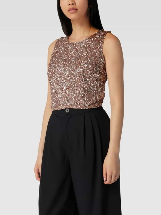 Zdjęcie produktu Top krótki z cekinowym obszyciem Lace & Beads