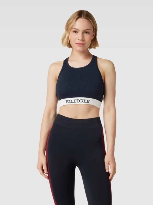 Zdjęcie produktu Top krótki z detalem z logo Tommy Hilfiger Granatowy