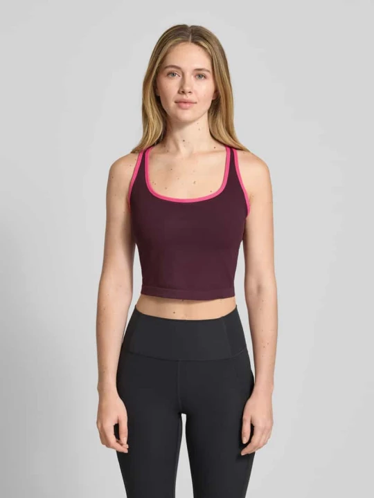 Zdjęcie produktu Krótki top z wbudowanym biustonoszem Fabletics Bordowy