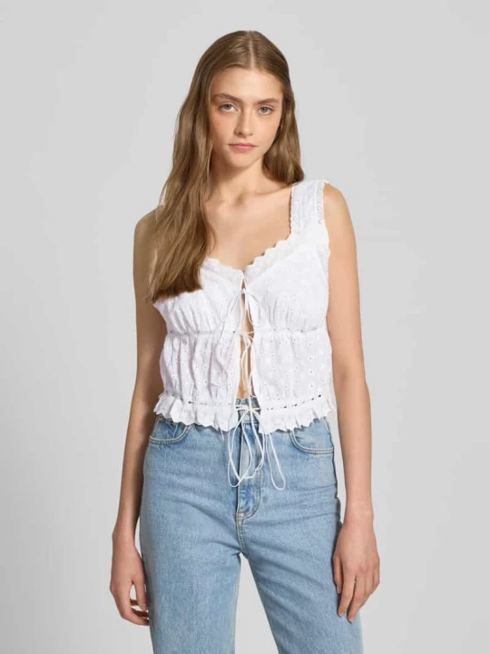 Zdjęcie produktu Top krótki z wiązaniem Noisy May Biały