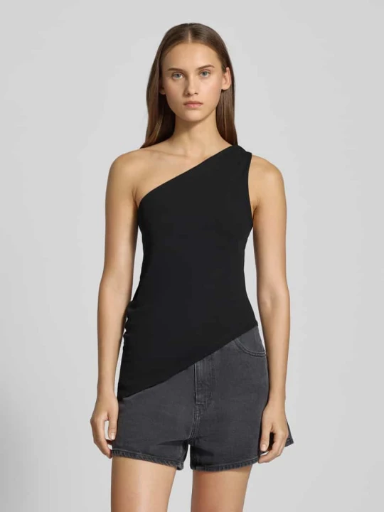 Zdjęcie produktu Top na jedno ramię z marszczeniami Gina Tricot Czarny