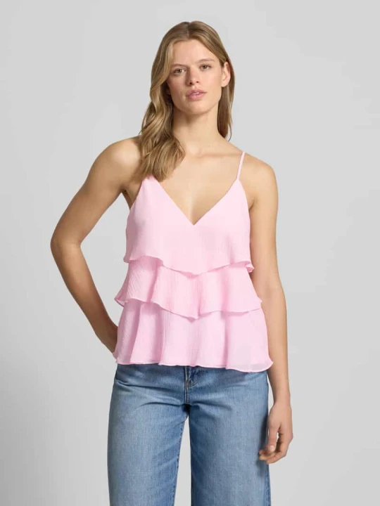 Zdjęcie produktu Top na ramiączkach o kroju regular fit z falbanami model 'LINN' Only Różowy