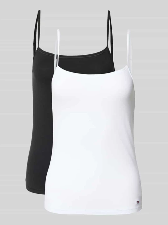 Zdjęcie produktu Top na ramiączkach o kroju regular fit z mieszanki bawełny w zestawie 2 szt. Tommy Hilfiger Czarny