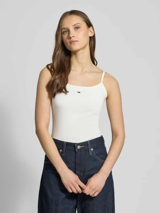 Zdjęcie produktu Top na ramiączkach z mieszanki bawełny, krój regular fit Tommy Jeans Écru