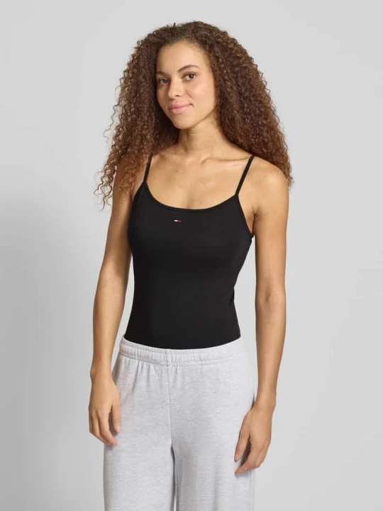 Zdjęcie produktu Top na ramiączkach z mieszanki bawełny, krój regular fit Tommy Jeans Czarny