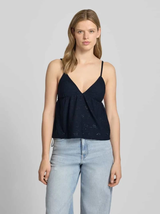 Zdjęcie produktu Top na ramiączkach o kroju regular fit z perforowaniem model 'SMILLA' Only Granatowy