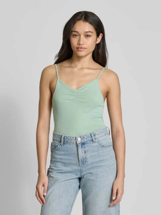 Zdjęcie produktu Top na ramiączkach o kroju slim fit z czystej bawełny model ‘CARLOTTA’ Only Miętowy