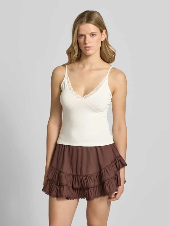 Zdjęcie produktu Top na ramiączkach o kroju slim fit z mieszanki bawełny model 'KISS' Only Biały