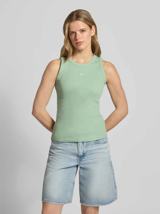 Zdjęcie produktu Top na ramiączkach w prążkowanym wyglądzie z logo Nike Khaki