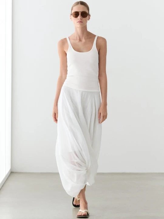 Zdjęcie produktu Top Na Ramiączkach Z Bawełną - Biały - Massimo Dutti - Female