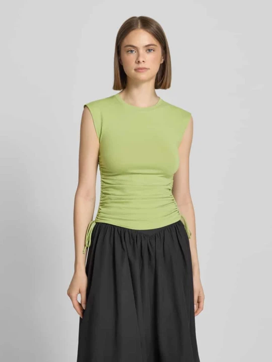 Zdjęcie produktu Top na ramiączkach z bocznymi marszczeniami model 'GURI' Topshop Jasnozielony