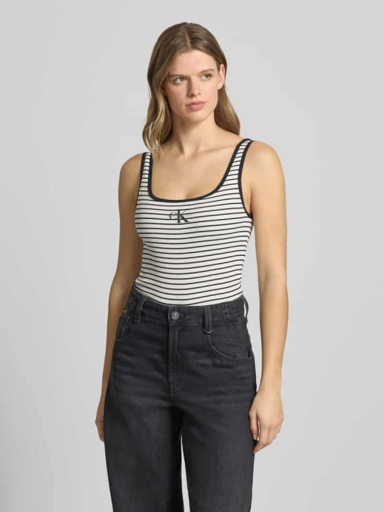 Zdjęcie produktu Top na ramiączkach z Efekt prążkowania z Logo Calvin Klein Jeans Czarny