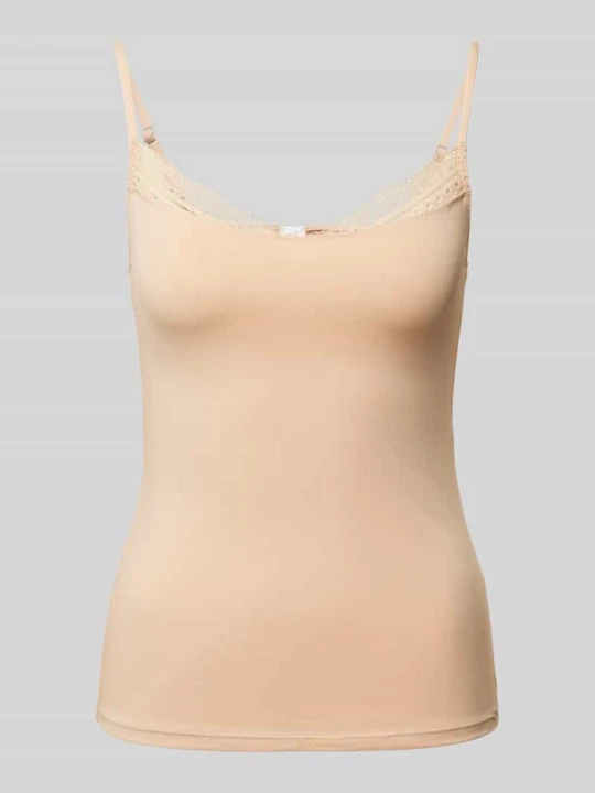 Zdjęcie produktu Top na ramiączkach o kroju slim fit z obszyciem koronką SKINY Beżowy