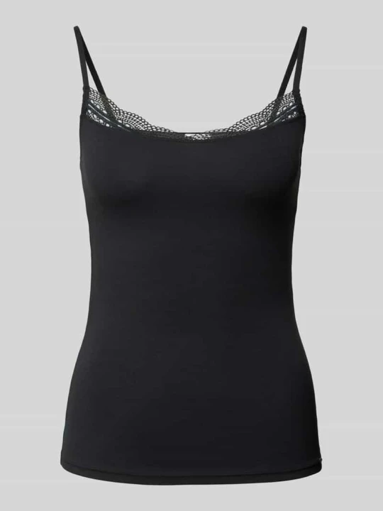 Zdjęcie produktu Top na ramiączkach o kroju slim fit z obszyciem koronką SKINY Czarny