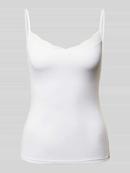 Zdjęcie produktu Top na ramiączkach o kroju slim fit z obszyciem koronką SKINY Biały