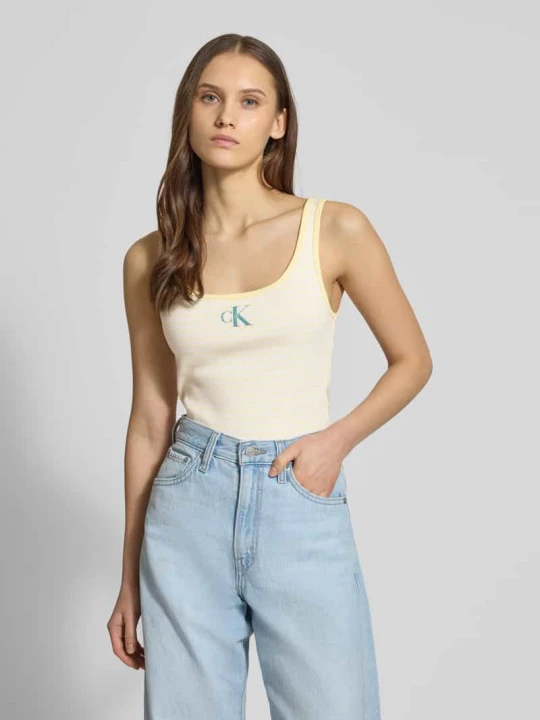 Zdjęcie produktu Top na ramiączkach z Efekt prążkowania z Logo Calvin Klein Jeans Jasnożółty