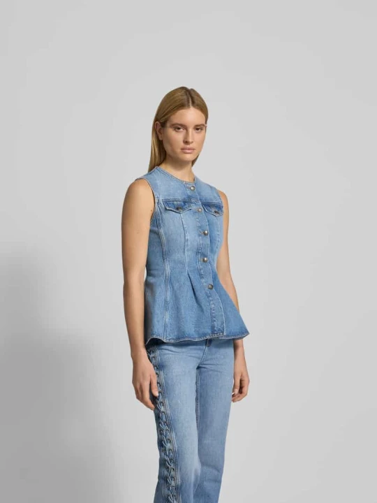 Zdjęcie produktu Top o kroju flared fit w stylu denimu ROTATE Jeansowy niebieski