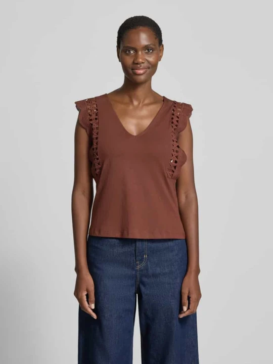 Zdjęcie produktu Top o kroju regular fit z czystej bawełny model 'GABBY' Vero Moda Bordowy
