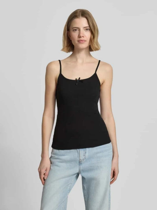 Zdjęcie produktu Top na ramiączkach o kroju regular fit z czystej bawełny model 'MARIE' Pieces Czarny