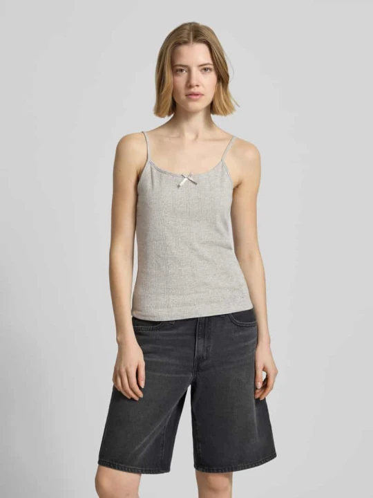 Zdjęcie produktu Top na ramiączkach o kroju regular fit z czystej bawełny model 'MARIE' Pieces Jasnoszary melanż