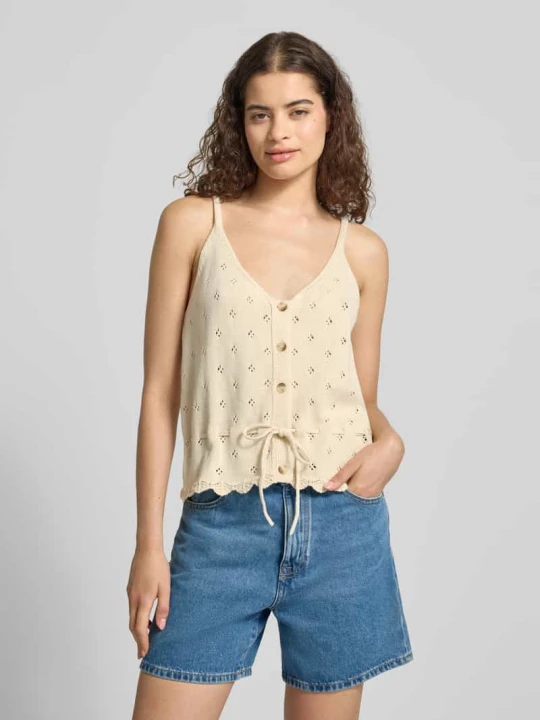 Zdjęcie produktu Top o kroju regular fit z czystej bawełny model 'PUKA' Pieces Beżowy