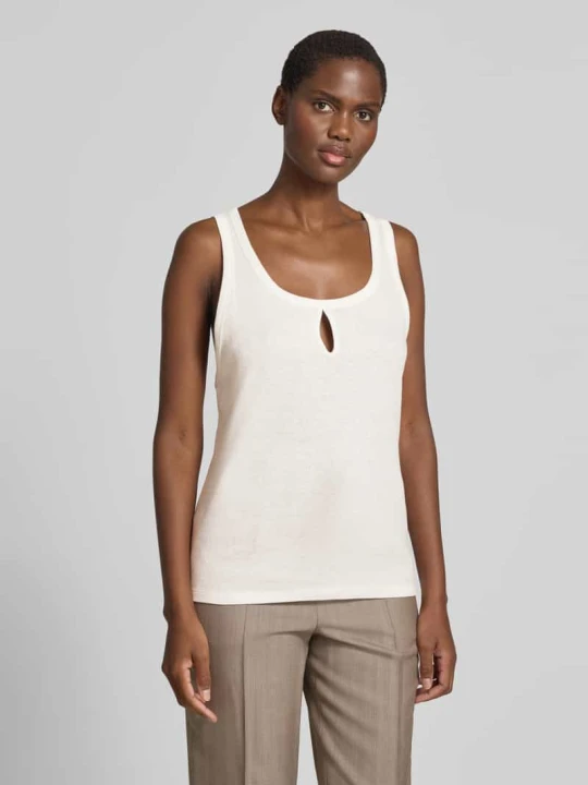 Zdjęcie produktu top o kroju regular fit z domieszką lnu Victoria Beckham Biały