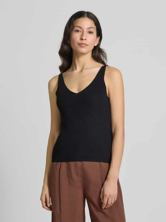 Zdjęcie produktu Top o kroju regular fit z imitacji dzianiny model ‘NEWLEX’ Vero Moda Czarny