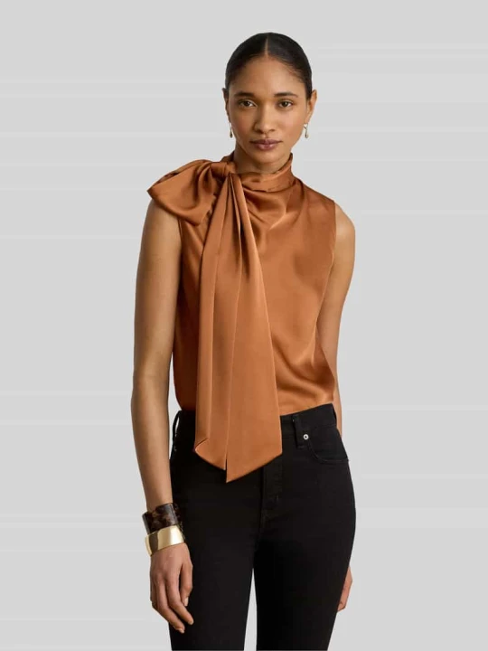 Zdjęcie produktu top o kroju regular fit z kokardą Lauren Ralph Lauren Terakotowy