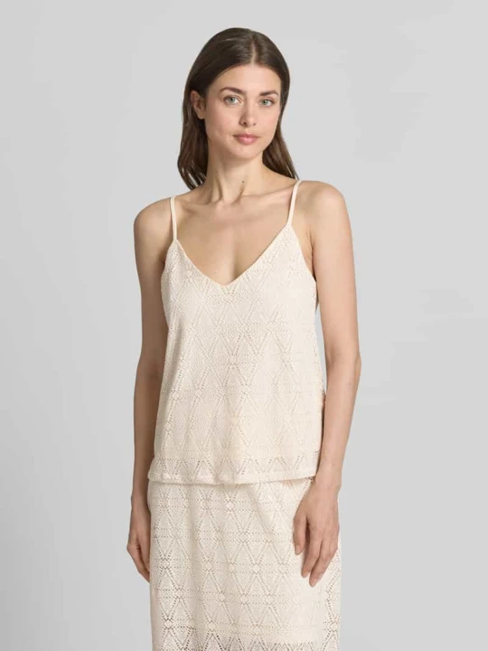 Zdjęcie produktu Top o kroju regular fit z koronką model 'MAYA' Vero Moda Złamany biały