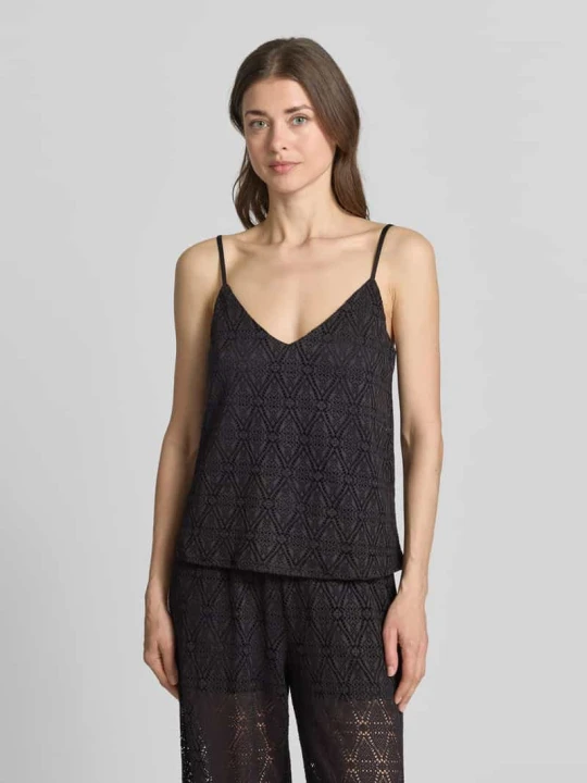 Zdjęcie produktu Top o kroju regular fit z koronką model 'MAYA' Vero Moda Czarny