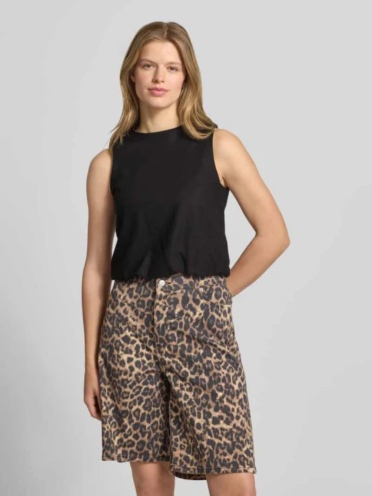 Zdjęcie produktu Top o kroju regular fit z mieszanki wiskozy i lnu model „GOA” Only Czarny
