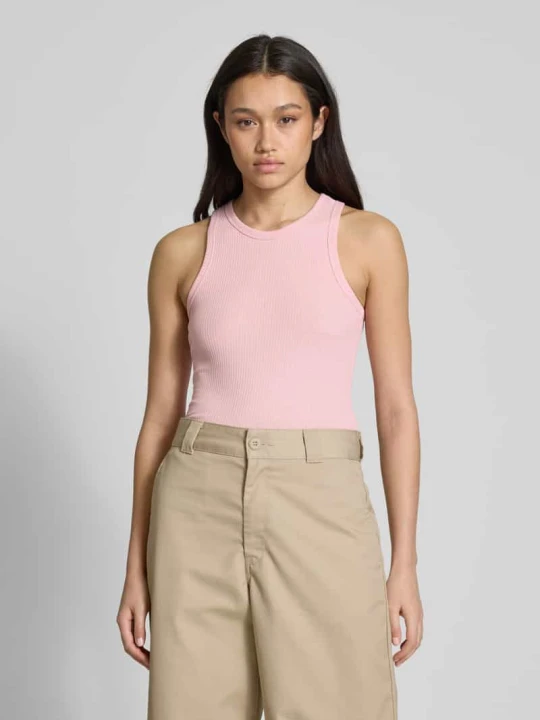 Zdjęcie produktu Top o kroju regular fit z prążkowaniem model ‘RUKA’ Pieces Brudnoróżowy melanż