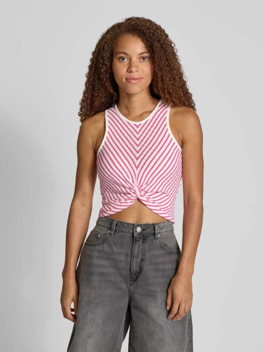 Zdjęcie produktu Top o kroju slim fit w stylu kopertowym model ‘SANDY’ Only Mocnoróżowy