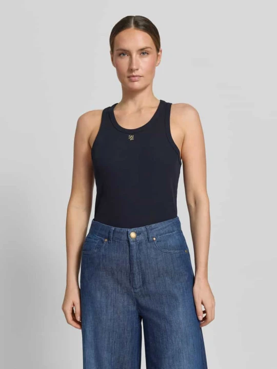 Zdjęcie produktu top o kroju slim fit z aplikacją z logo Liu Jo Granatowy