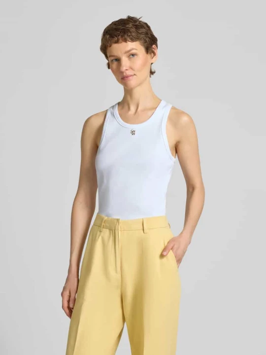 Zdjęcie produktu top o kroju slim fit z aplikacją z logo Liu Jo Biały