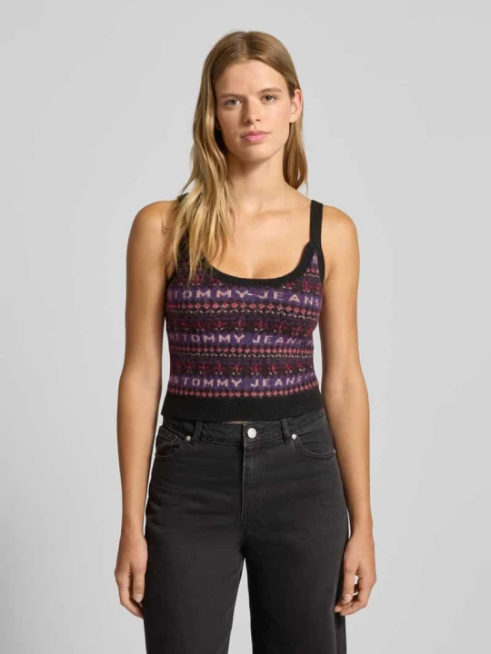 Zdjęcie produktu Top o kroju slim fit z dodatkiem wełny model ‘FAIRISLE’ Tommy Jeans Czarny
