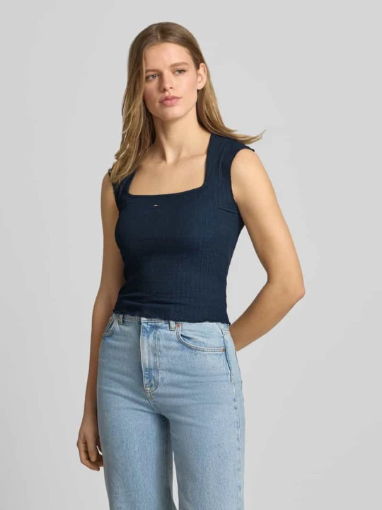 Zdjęcie produktu Top o kroju slim fit z falbanką Tommy Jeans Granatowy
