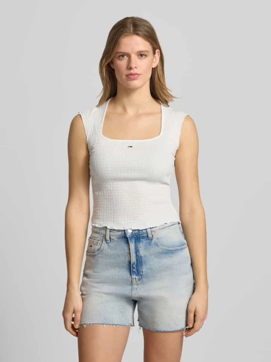 Zdjęcie produktu Top o kroju slim fit z falbanką Tommy Jeans Biały