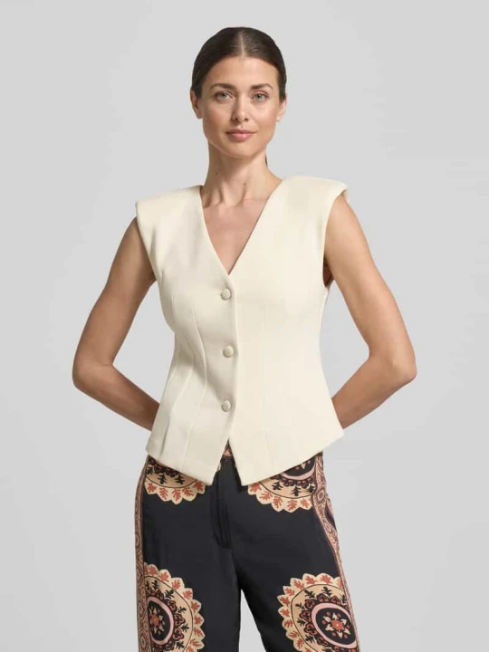 Zdjęcie produktu Top o kroju slim fit z listwą guzikową model 'SCARLET' Vero Moda Beżowy