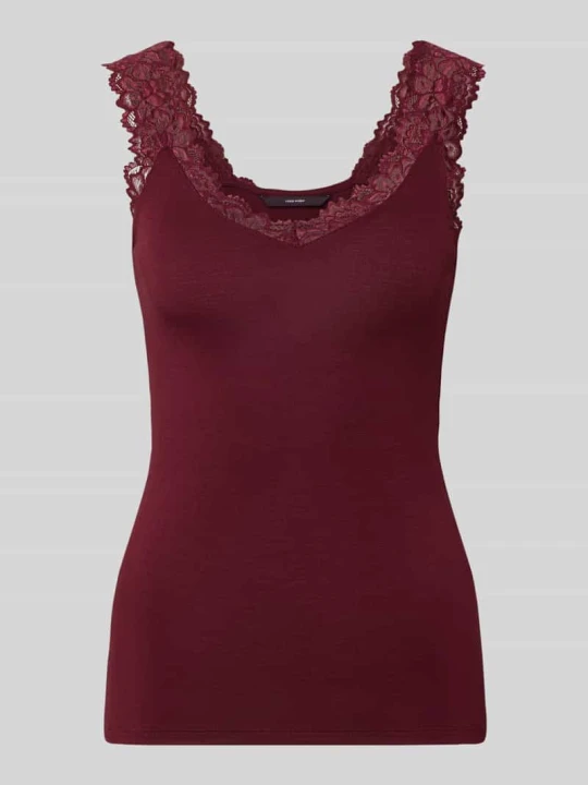 Zdjęcie produktu top o kroju slim fit z mieszanka wiskozy model 'ROSA' Vero Moda Bordowy