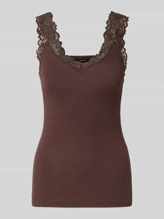Zdjęcie produktu top o kroju slim fit z mieszanka wiskozy model 'ROSA' Vero Moda Czekoladowy