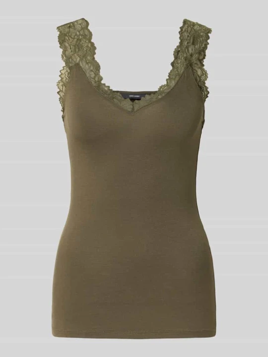 Zdjęcie produktu top o kroju slim fit z mieszanka wiskozy model 'ROSA' Vero Moda Ziemisty brązowy