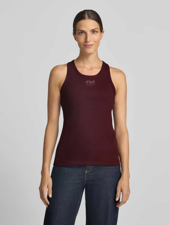 Zdjęcie produktu Top o kroju slim fit z mieszanki bawełny model 'Costina' Liu Jo Oberżynowy