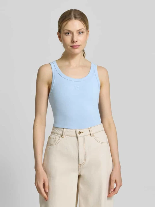 Zdjęcie produktu Top o kroju slim fit z mieszanki bawełny model „DATAMIA” Hugo Jasnoniebieski