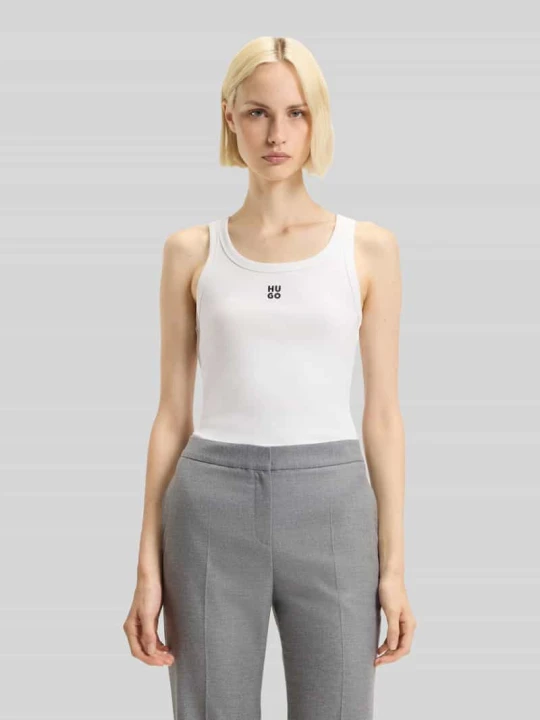 Zdjęcie produktu Top o kroju slim fit z mieszanki bawełny model 'DATAMIA' Hugo Złamany biały