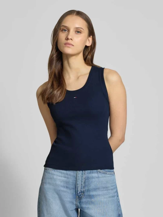 Zdjęcie produktu Top o kroju slim fit z mieszanki bawełny Tommy Jeans Granatowy