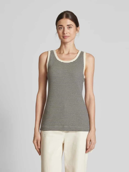 Zdjęcie produktu Top o kroju slim fit z mieszanki bawełny w paski Marc O'Polo Granatowy