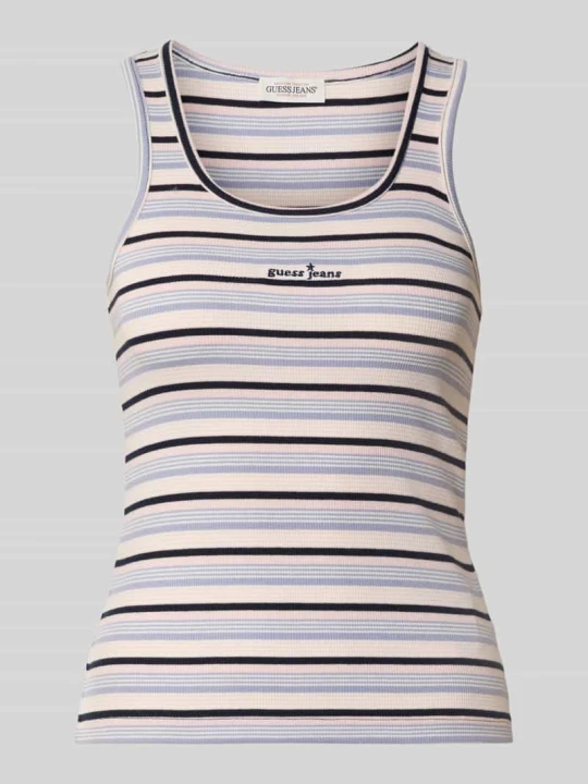 Zdjęcie produktu Top o kroju slim fit z mieszanki bawełny z wyhaftowanym logo Guess Fioletowy melanż