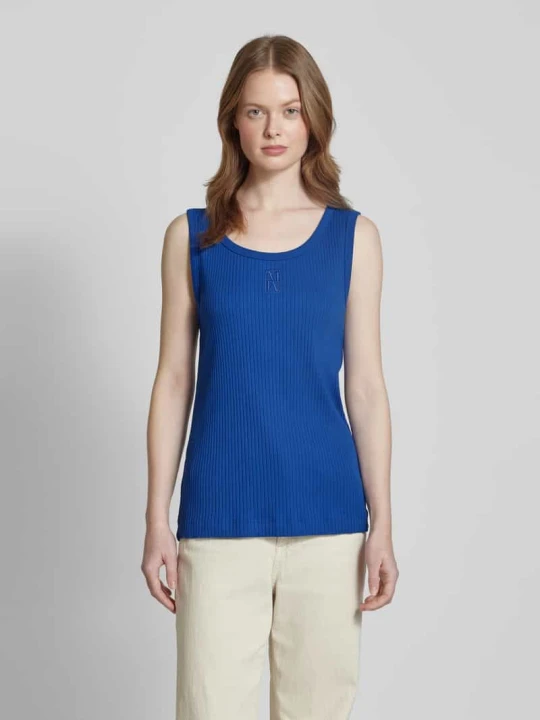 Zdjęcie produktu Top o kroju slim fit z mieszanki bawełny z wyhaftowanym logo Marc O'Polo Królewski niebieski