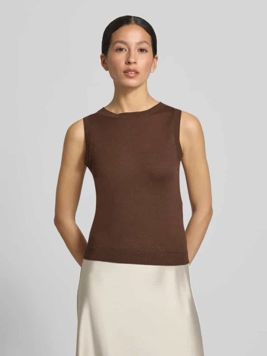 Zdjęcie produktu Top o kroju slim fit z mieszanki jedwabiu i lnu model 'DRIVA' Weekend Max Mara Ciemnobrązowy